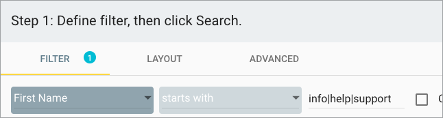 Step 1, Filter settings