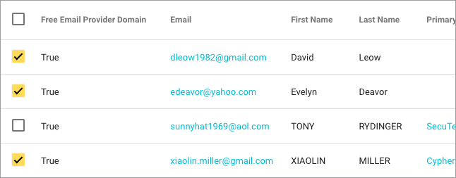 Individually selected records