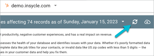 Health Assessment refresh button
