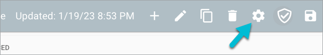 Template heading bar, settings gear