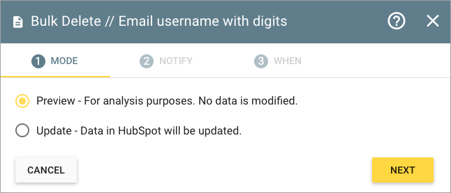 Bulk update select mode