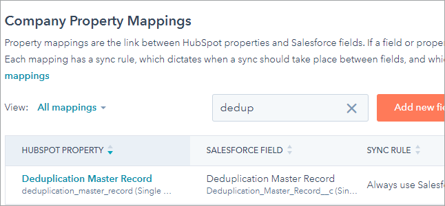 HubSpot object property mappings