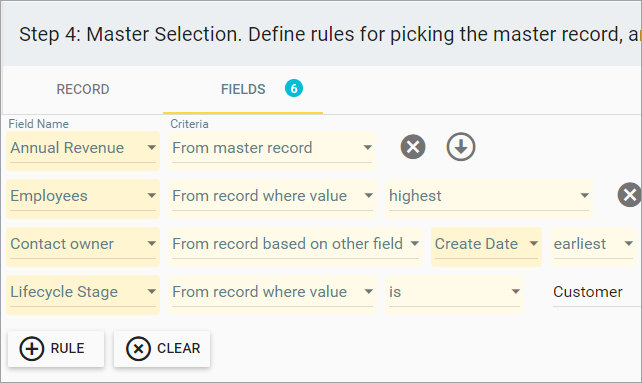 Step 4 master field data retention rules