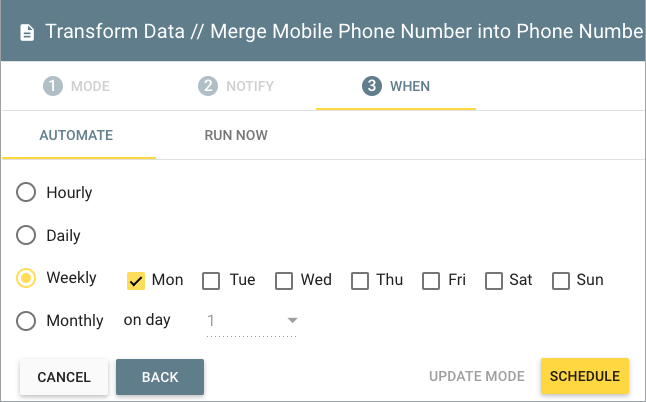 Schedule automation