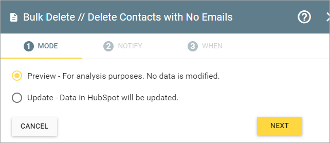 Bulk Delete Preview mode
