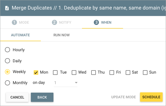 Schedule template to run automatically