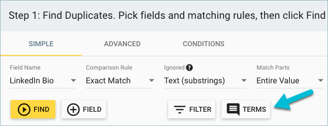 merge-duplicates-linkedin-bio-step-1-ignored-text-terms-button.png