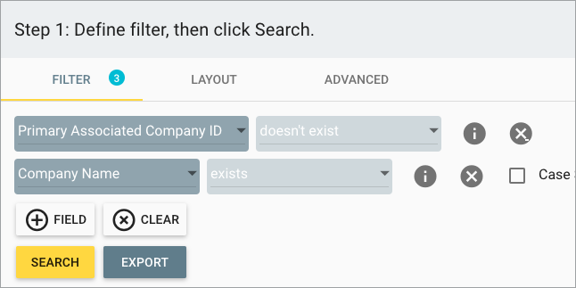 Step 1 filter criteria