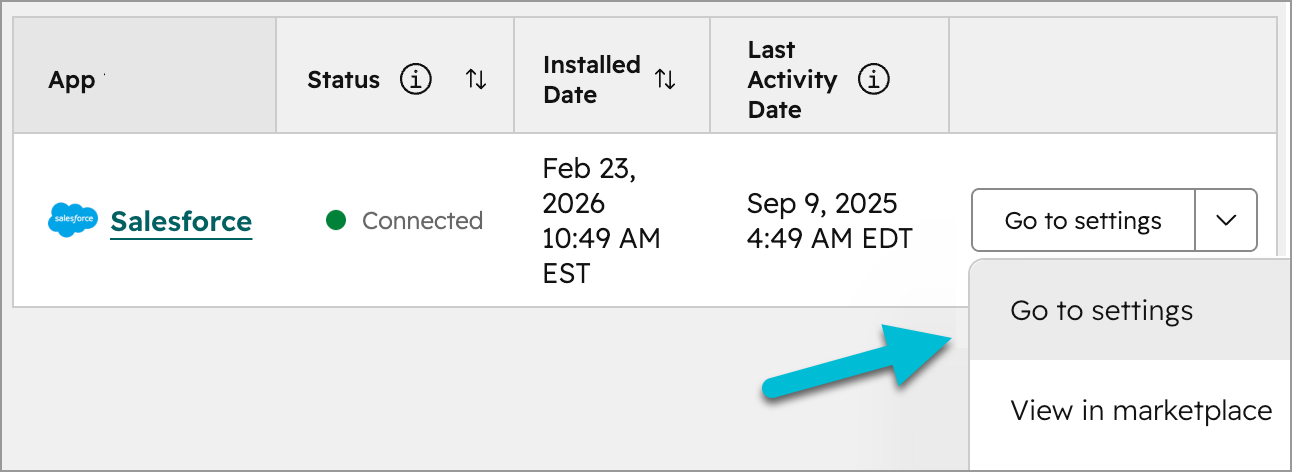 HubSpot-Settings-Integrations-ConnectedApps-Salesforce-Gotosettings-646w.png