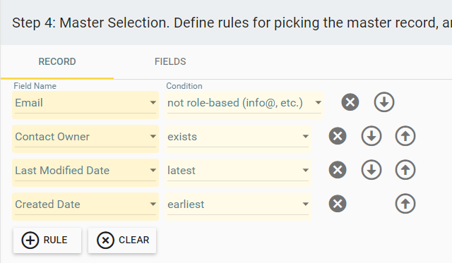 master selection rules