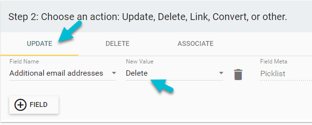 delete additional email addresses