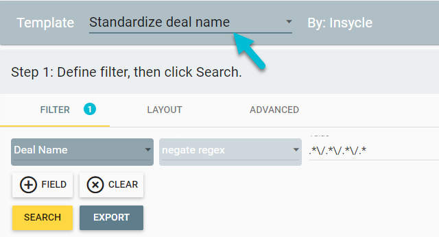 standardize deal name template