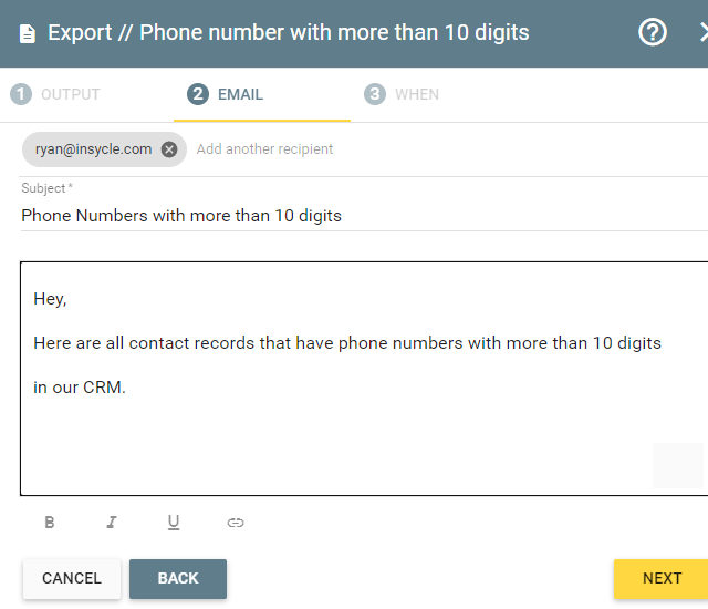 export phone number with more than 10 digits