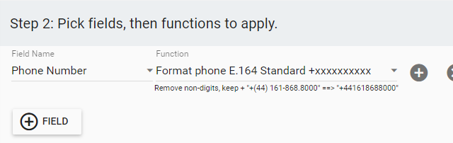 phone number format e 164 function