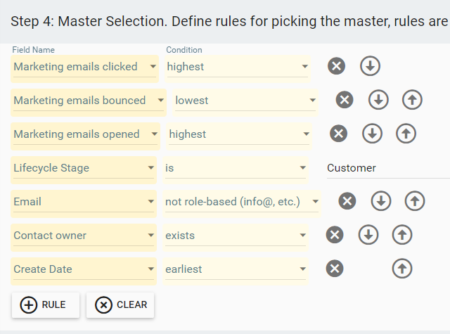 bulk master selection