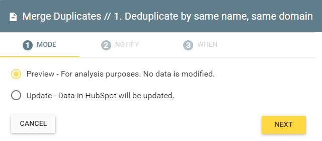 merge duplicates preview and review