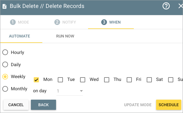 Bulk Delete Automate tab